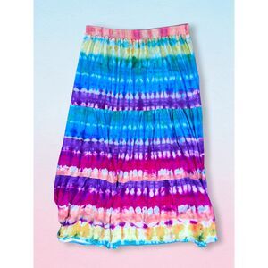 PIXIE LADY  Plus Size 2X Tie Dye Tiered Maxi Skirt - Boho Festival Colorful